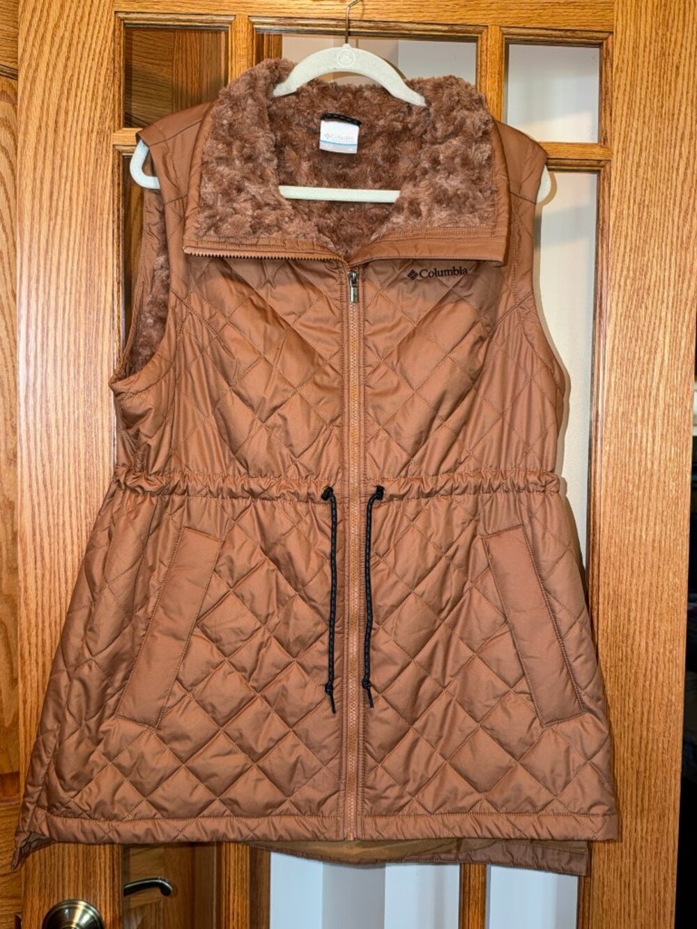 NWOT COLUMBIA COPPERCREST MIDI QUILTED PUFFER CAMEL BROWN VEST COAT XL
